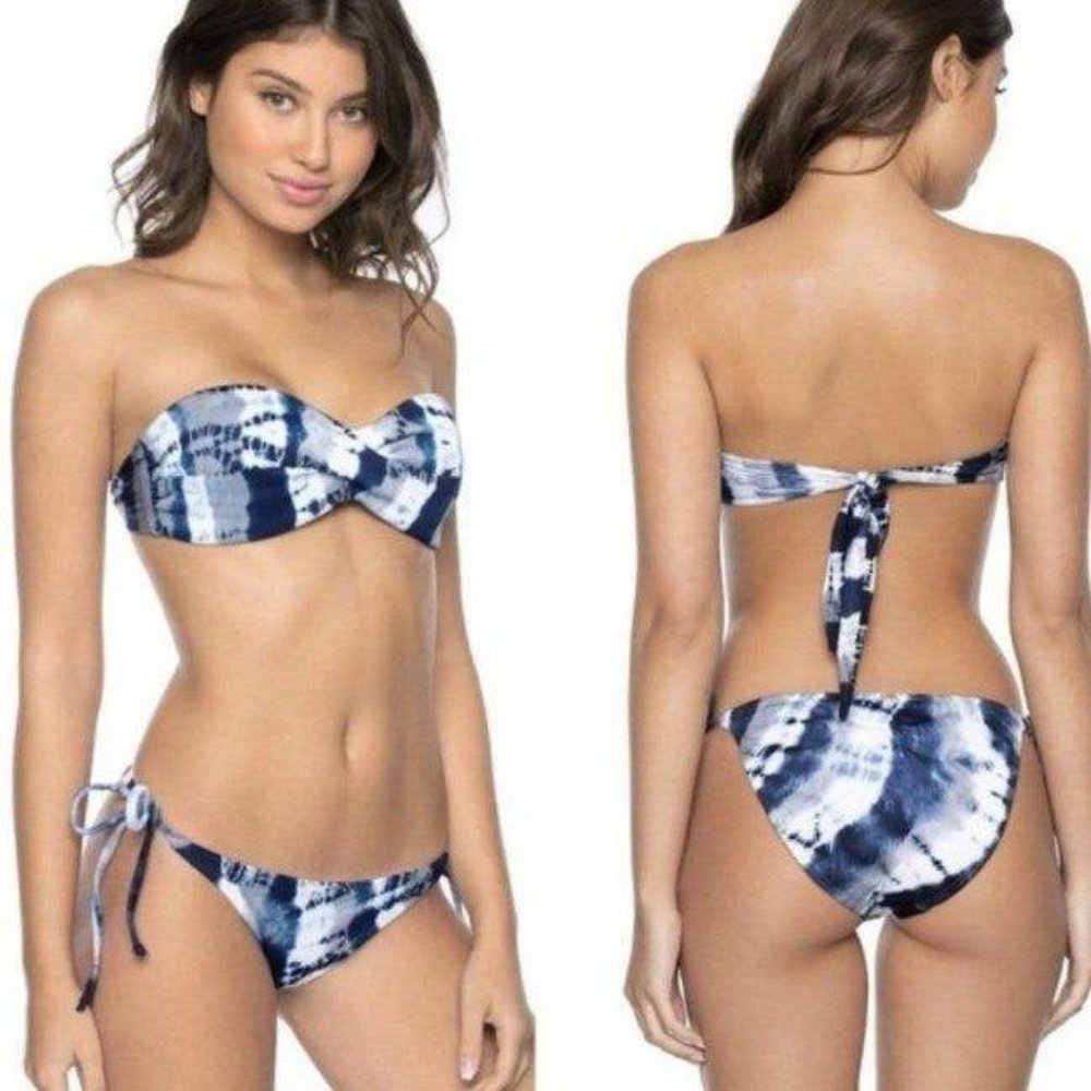 Pilyq Cast Away Goddess Bandeau Tie Bikini Set L
